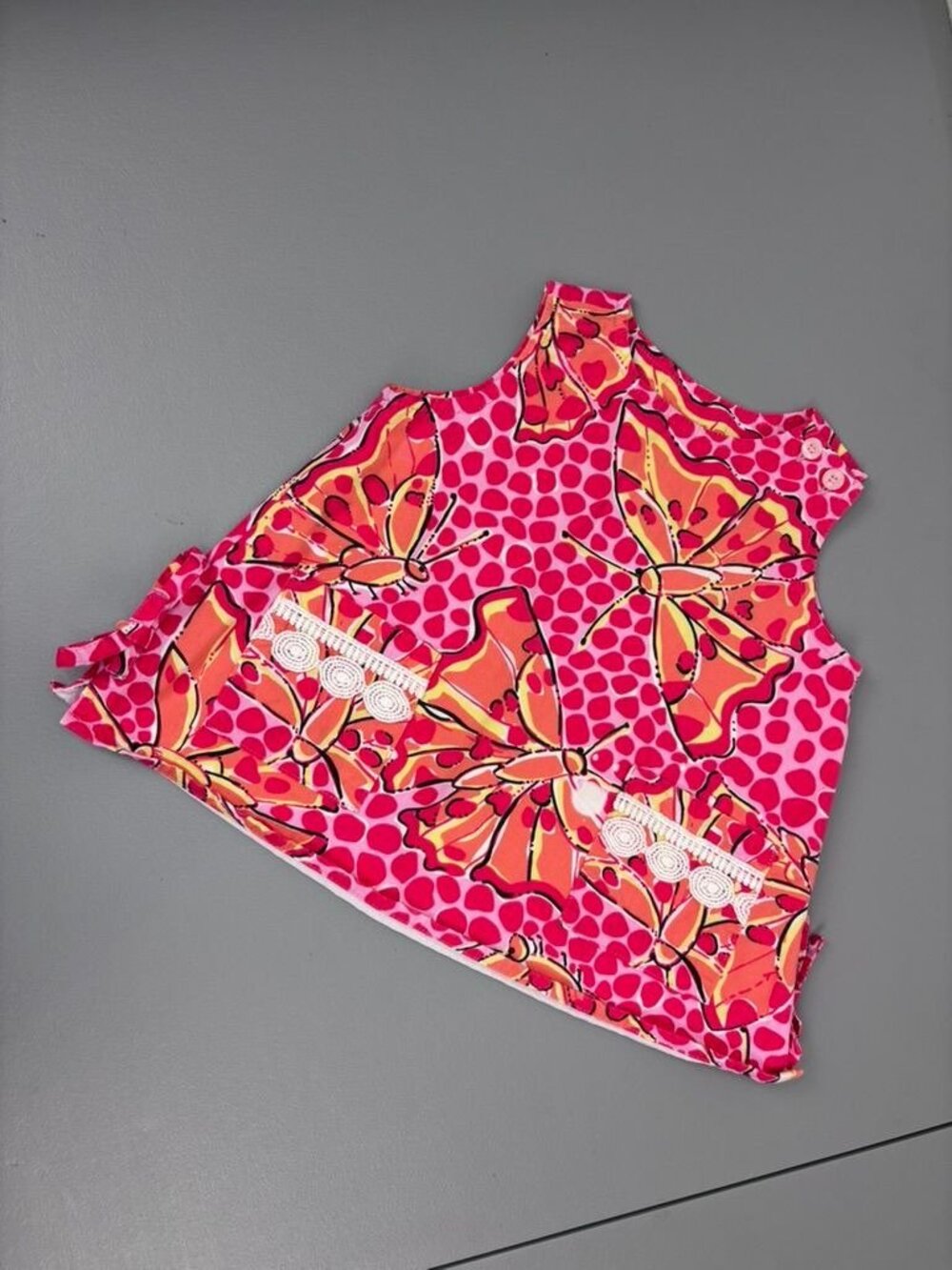 Vintage Lilly Pulitzer baby girl 6-12 months pink butterfly dress tunic top